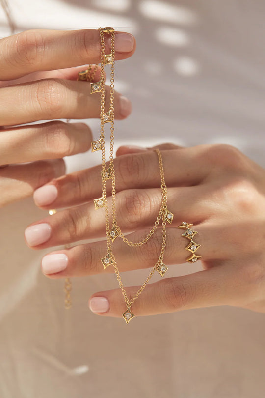 Jewelery with diamonds, the gem of April